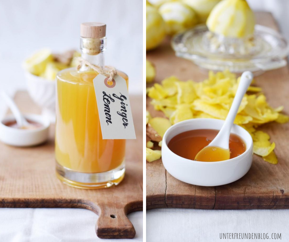 Rezept für Hausmittel Ingwer Zitronen Honig Sirup - selbstgemacht ohne Entsafter - Unterfreundenblog